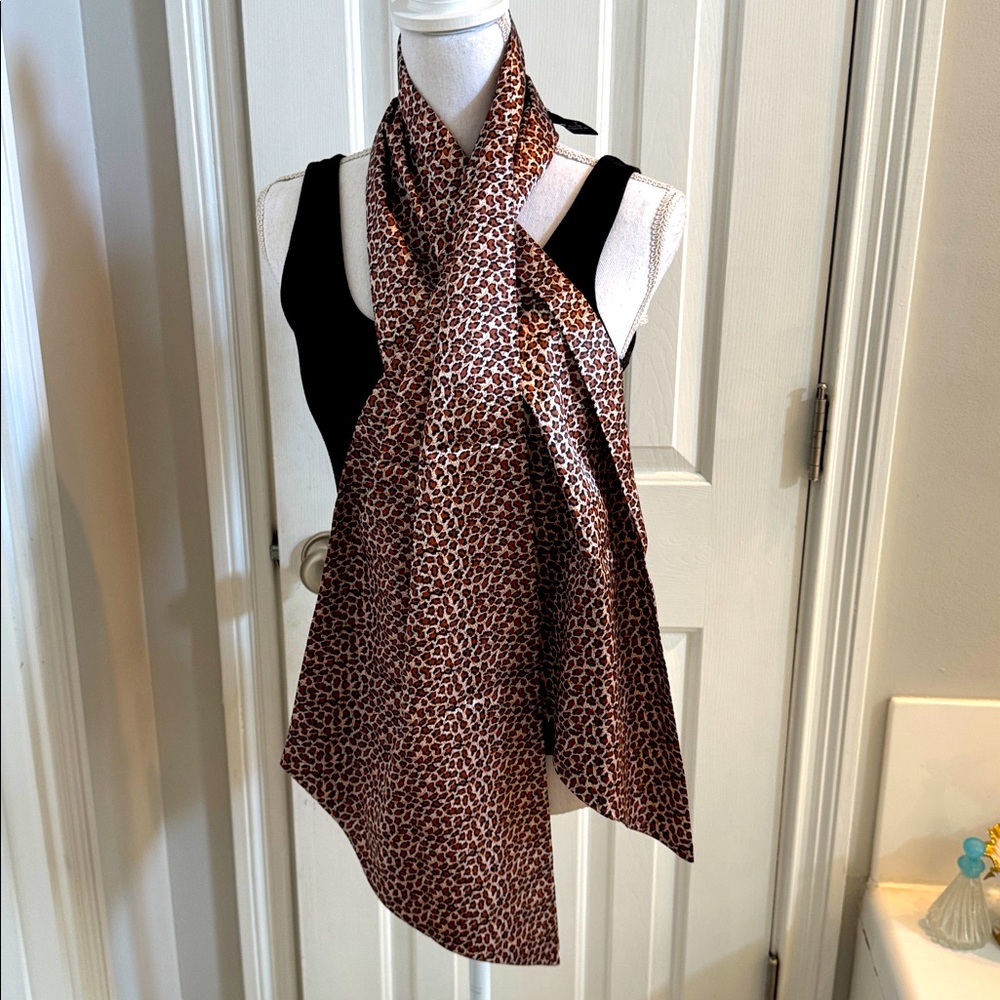 Dennis Basso Leopard Print Scarf - Brown and Black